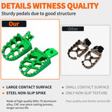 Motorcycle Foot Pegs Dirt Bike Footpegs Fit for Kawasaki KLX110 2002-2023 KLX110L 2010-2023 KX60 1998-2003 CNC Foot Pegs for Motorcycles Heavy Duty Aluminum Alloy Foot Rests, Green