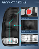 Tail light + 3rd Third Brake Light Assembly Compatible with 1999 2000 2001 2002 2003 2004 2005 2006 2007 F250 F350 F450 F550 Super Duty Smoke Taillight with High Mount Brake Rear Cargo Lamp
