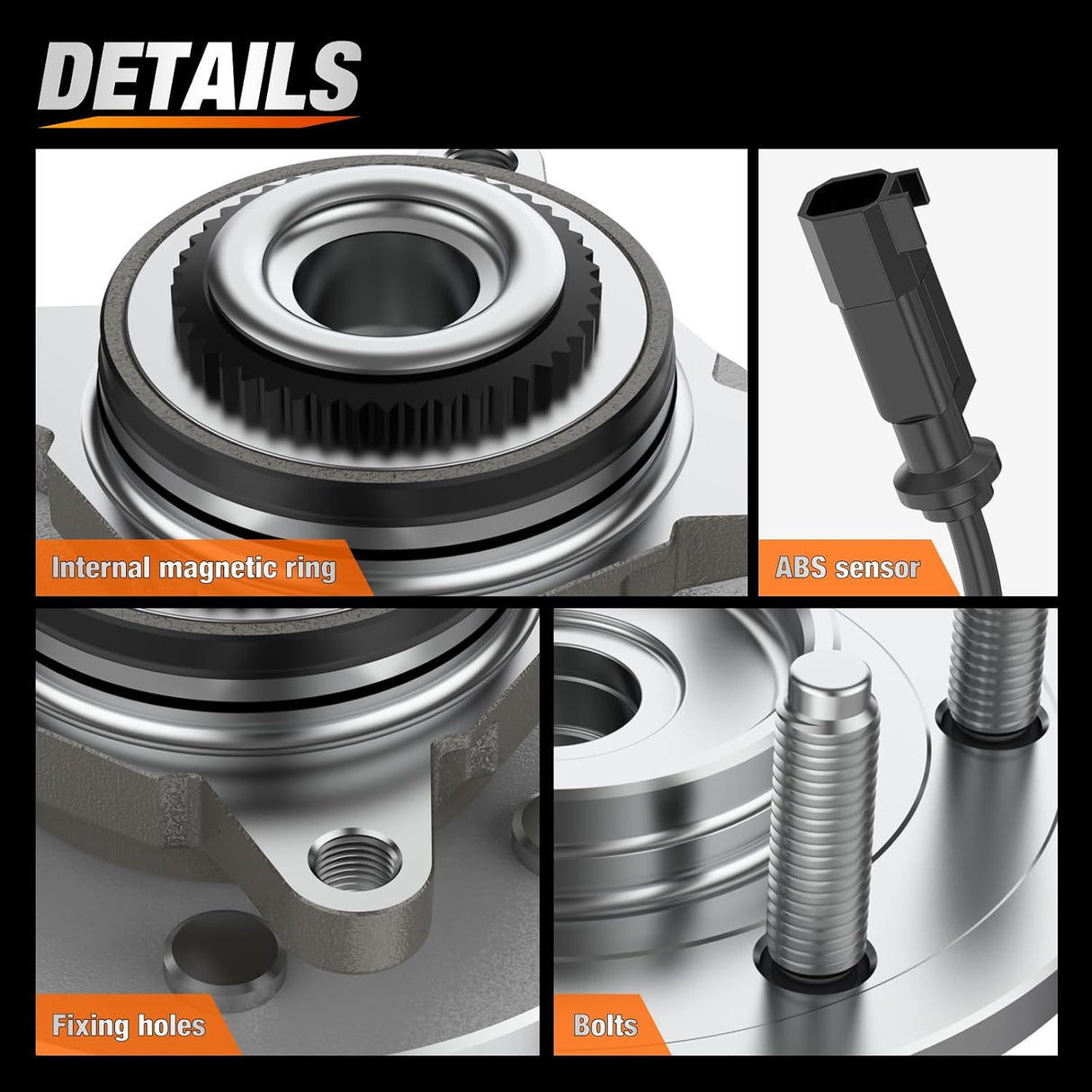 Front Wheel Bearing Hubs for Ford F-150 2005 2006 2007 2008 4WD | For 2005-2008 Ford Lobo and 2006-2008 Lincoln Mark LT, Direct Replacement, Smooth & Quiet Operation-2Pack