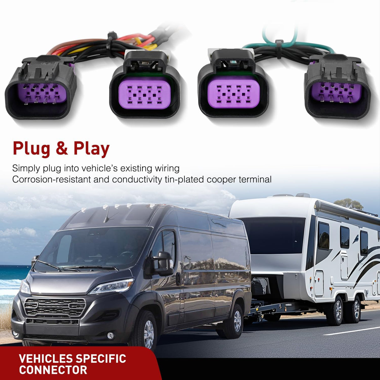 4 Pin Trailer Wiring Harness Kit 56478 Vehicle Standard 4 Way Connector Custom for 2014 2015 2016 2017 2018 2019 2020 2021 2022 2023 2024 Ram ProMaster 1500 2500 3500 Simple Fit Tow Hitch