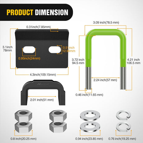 Trailer Hitch Tightener for 2 Inch Trailers Hitches Mount Anti Rattle Heavy Duty Steel with Rubber Cover Green U Bolt Matte Black Plate Electrophoresis Anti-Rust Triple Protective