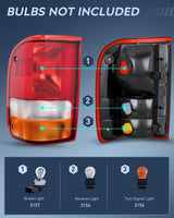 Taillight Assembly Compatible with 1993 1994 1995 1996 1997 Ford Ranger Red Clear Tail Light OE Style Rear Lamp Replacement Driver Side