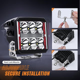 LED Pod Lights Heated Lens with Amber DRL 4 Inch 60 W Square Super Spot Light 16AWG Wiring Harness Kit for Offroad Driving Light Anti Freeze Function LED Work Lights for Truck UTV ATV SUV Jeep