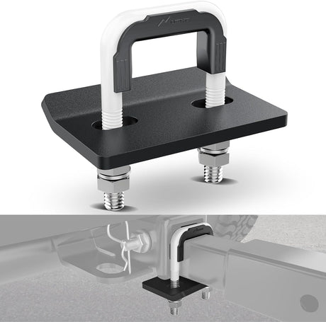 Trailer Hitch Tightener for 2 Inch Trailers Hitches Mount Anti Rattle Heavy Duty Steel with Rubber Cover White U Bolt Matte Black Plate Electrophoresis Anti-Rust Triple Protective