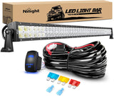 42Inch 240W Spot Flood Combo Led Light Bar Off Road Driving Lights Boat Lights Fog Light 12V On/Off 5 Pin Rocker Switch Power 14AWG Wiring Harness Kit-1 Lead for Trucks