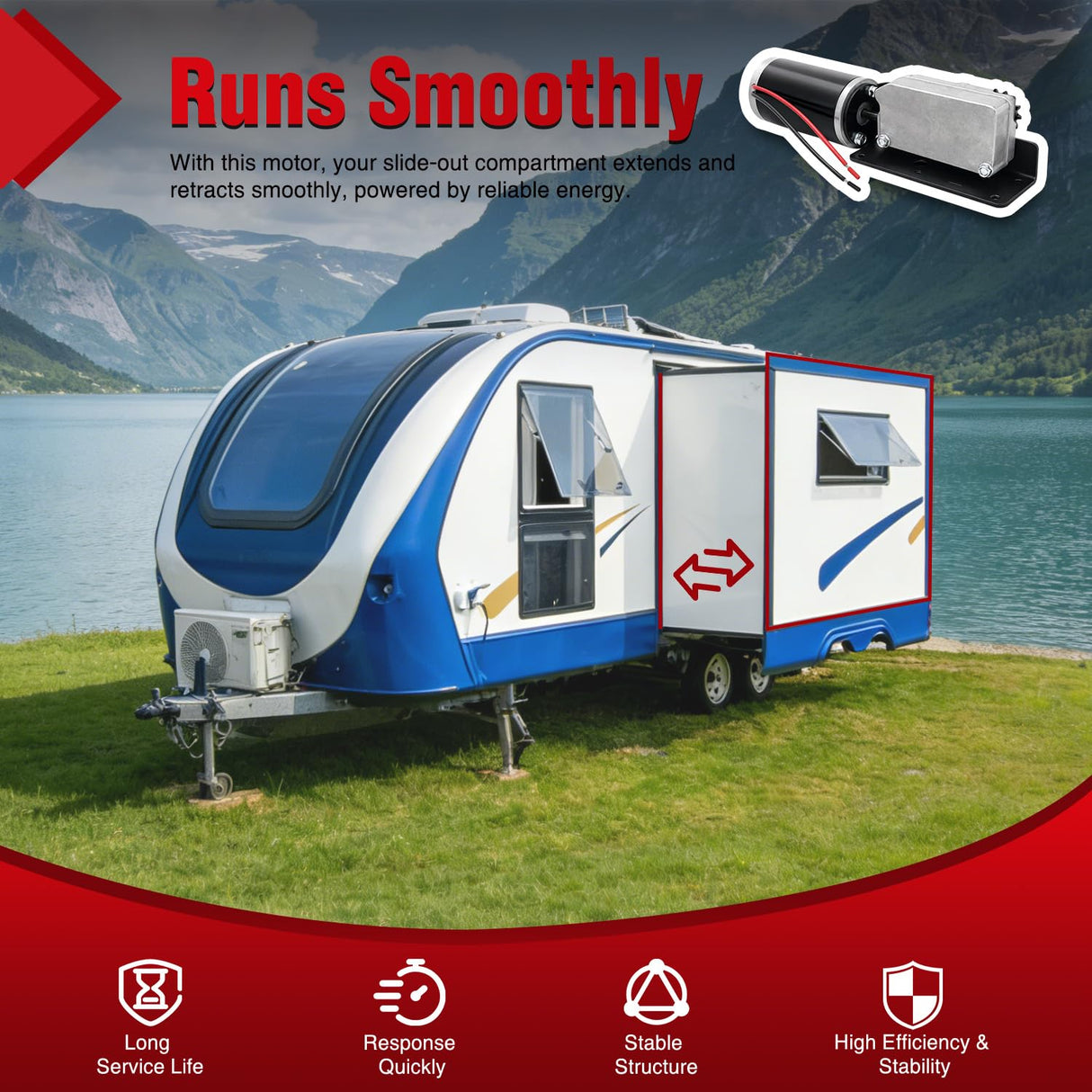 225008 RV Slide Out Motor Gear Housing BAL Accu-Slide R25076 | Replace for R25076-1 R25074 & R25075 400:1 Gear Ratio 13-Tooth Sprocket for Travel Trailer Camper