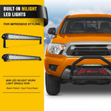 Bull Bar with Light Bar&License Plate Hole Compatible with Toyota Tacoma 2005-2015 Truck Brush Guard, Front Bumper Push Bar w/Grille Skid Plate Light Mount