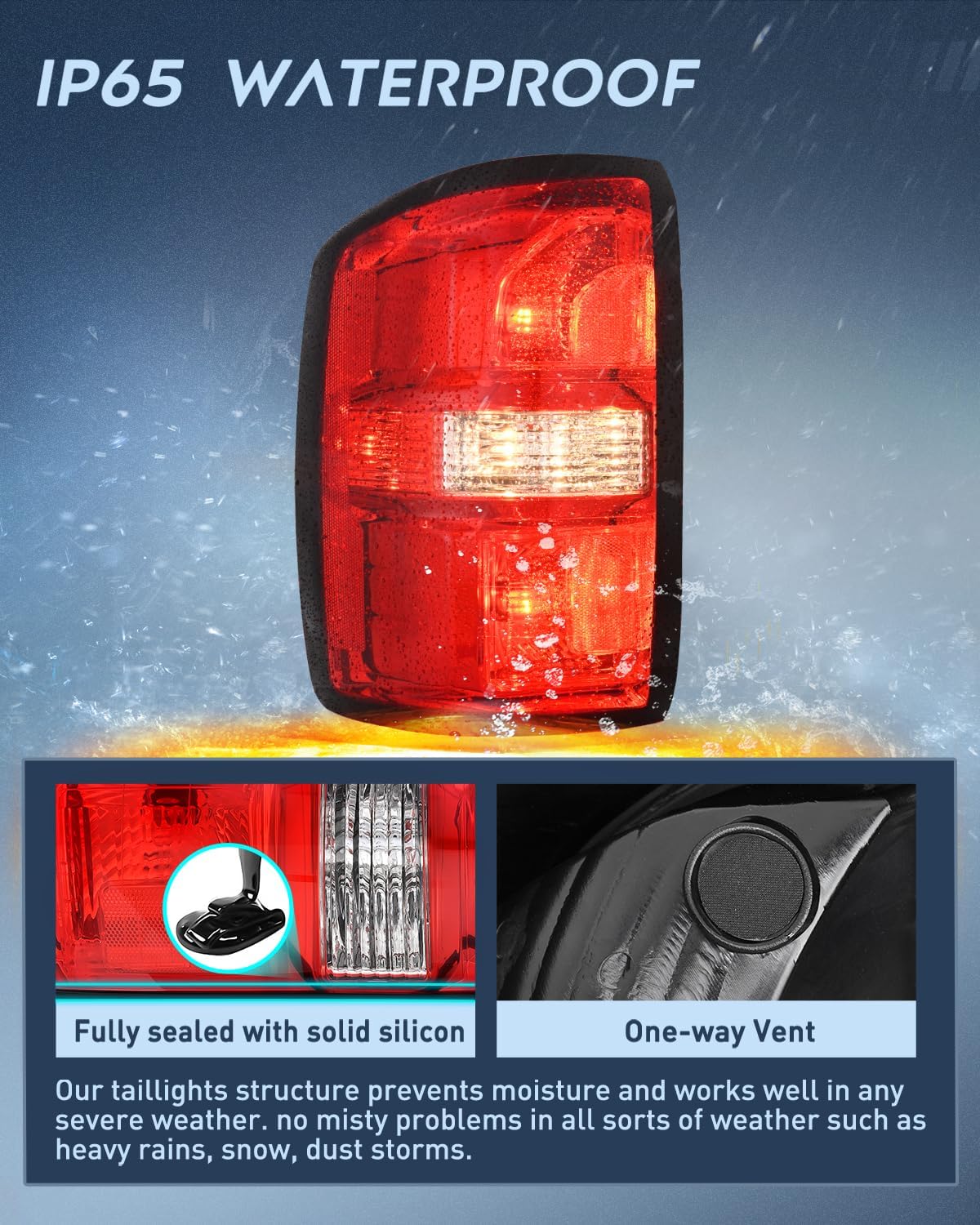 Taillight Assembly Compatible with 2014 2015 GMC Sierra 1500 | 2015 GMC Sierra 2500HD 3500HD Tail Light OE Style Rear Lamp Replacement Driver Side