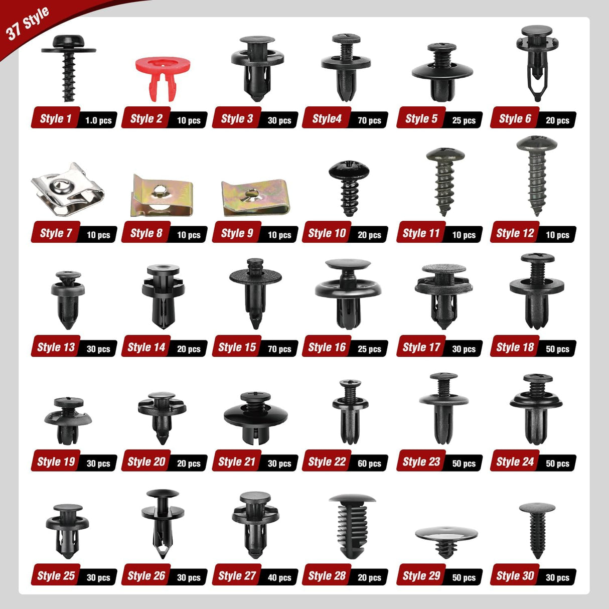 941Pcs Car Push Retainer Clips Auto Fasteners Kit Included 30 Sizes Nylon Bumper Fender Rivets Door Trim Panel Clips with 1 Fasteners Remover 10 Cable Ties for Toyota GM Ford Honda Chevy