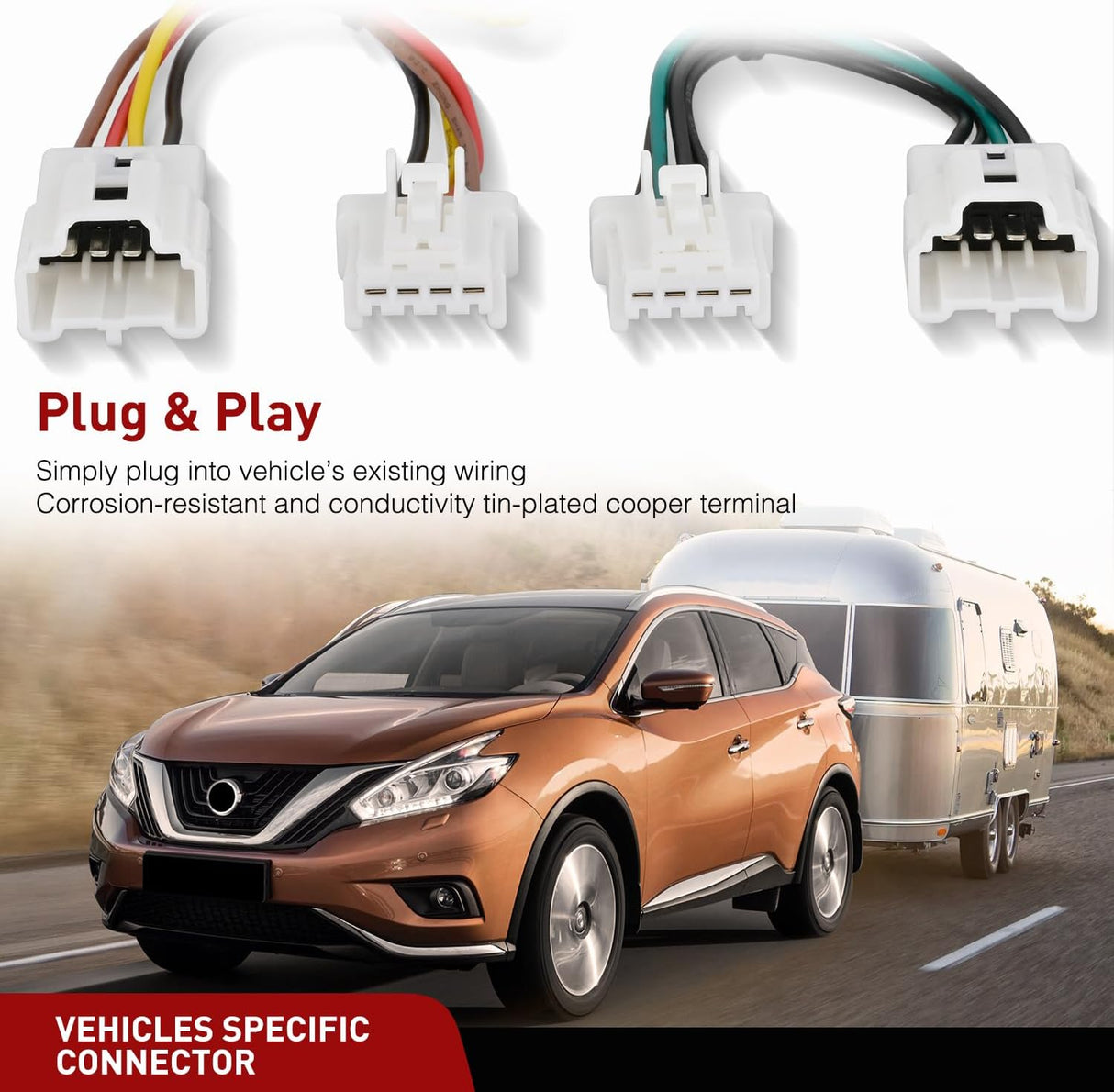 4 Pin Trailer Wiring Harness Kit 56267 Vehicle Standard 4 Way Connector Custom for 2015 2016 2017 2018 2019 2020 2021 2022 2023 2024 Nissan Murano Simple Fit Tow Hitch Harness