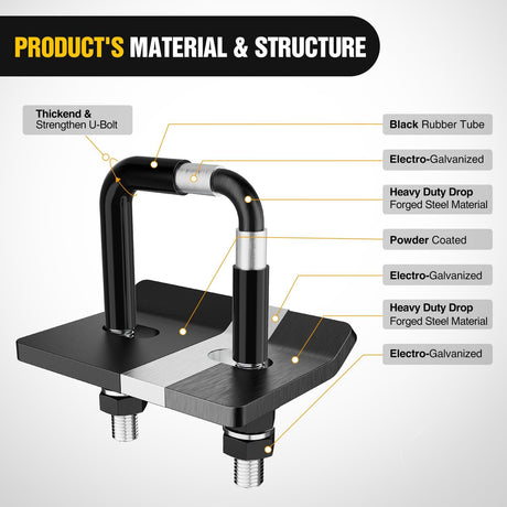 Trailer Hitch Tightener for 2 1/2 Inch Trailer Hitches 2.5 inch Hitch Mount Anti Rattle Heavy Duty Steel with Rubber Anti-Rust Triple Protective Matte Black