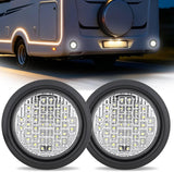 Trailer Tail Lights 2PCS 4Inch Round 40LED White Reverse | Surface Mount Grommet Plugs IP67 Waterproof Marker Clearance Running Backup Taillights for Trailer Truck Pickup Camper RV Bus