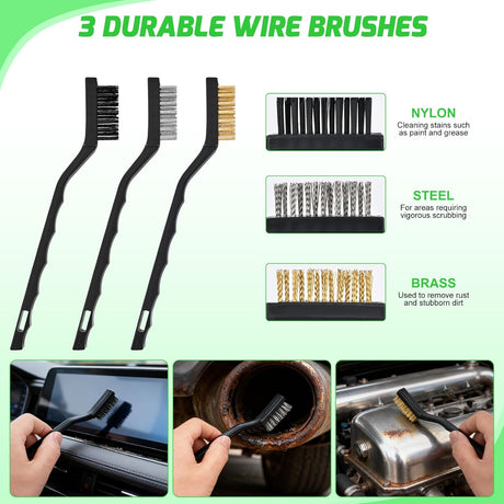 Automotive Tools 27PCS Car Detailing Kit Auto Cleaning Tools Wash Set with Storage Carry Bag Home Use for Interior Exterior Deep Clean Polish Car Care Windshield Dashboard Seat Air Vents Wheels Tires, Green