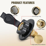 RV City Water Inlet with Check Valve 1/2 Inch NPT Male to 3/4 Inch GHT Female Brass City Water Fill Inlet Flange Connection Fittings for RV Camper Trailer Marine Hose Water Connector Replacement Black