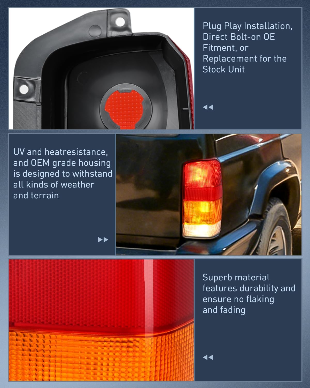 Taillight Assembly Compatible with 1997 1998 1999 2000 2001 Jeep Cherokee Limited SE Sport XJ XJ Chassis Rear Tail Light Lamp Replacement OE Style Drive and Passenger Side