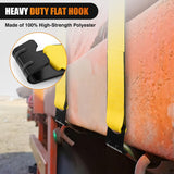 Truck Straps 4 Inch x 30' Heavy Duty Tie Down with Flat Hooks | 16800LBS Break Strength & 5400LBS WLL for Flatbed Trailer Cargo Control Recovery Tree Saver 2 Pack Yellow