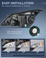 Headlights Assembly for Honda CRV(CR-V) 2007 2008 2009 2010 2011 Headlamp Chrome Housing Amber Reflector