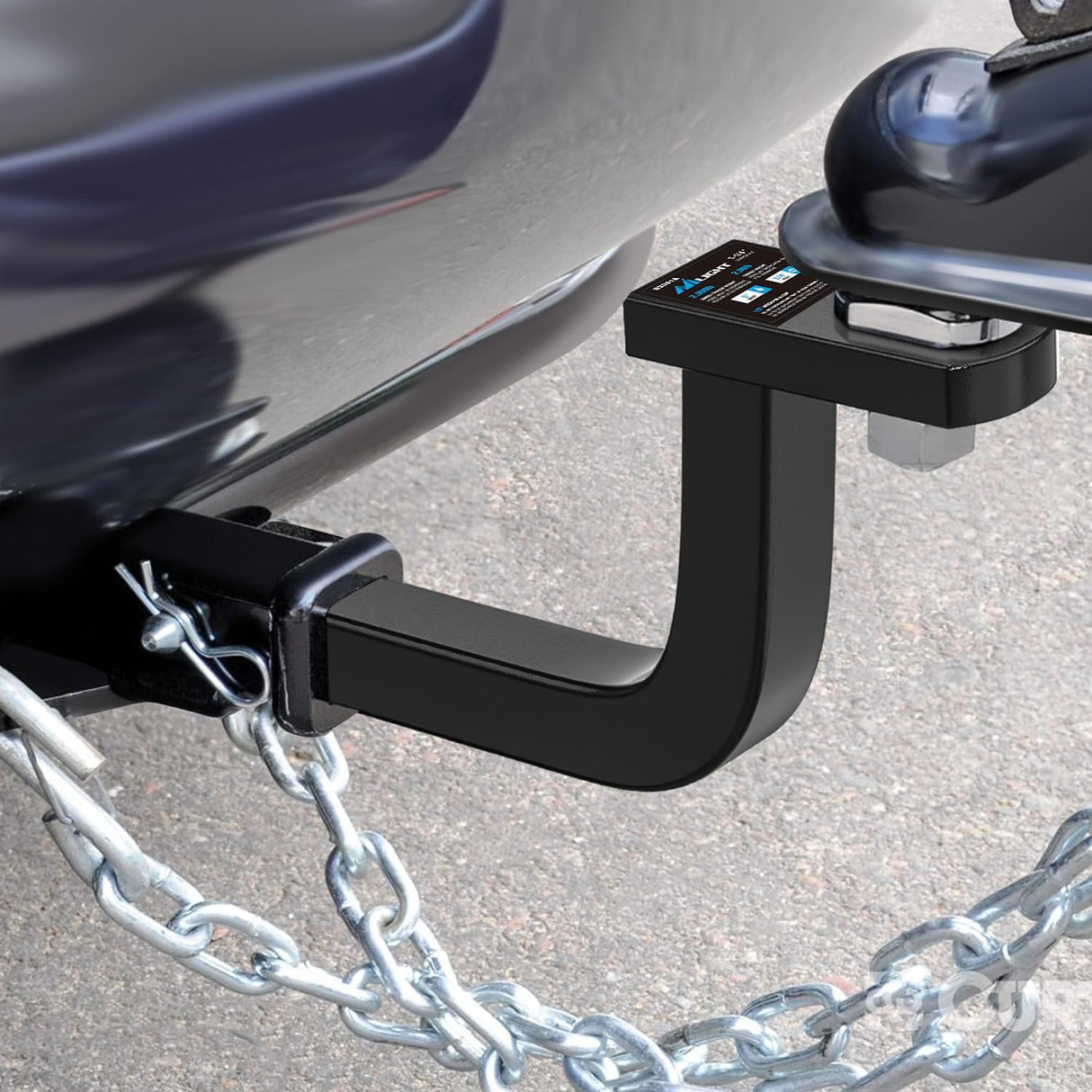 Trailer Hitch Ball Mount Fits 1-1/4 Inch Receiver Square | with 1/2 Inch Hitch Pin Clip 2000 lbs 5 Inch- Rise 3/4 Inch- Hole Gloss Black Powder Coat