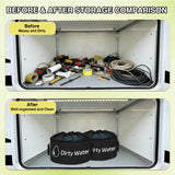 1 Pack RV Sewer Hose Storage Bag, Waterproof Black Bags with Drawstring Mesh Top RV Storage & Organization Bags Container for Sewer Fresh Water Hoses Electrical Cords Camper Tools Accessories