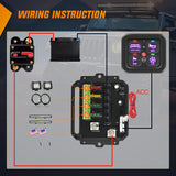 4 Gang Switch Panel 12V 24V Universal Circuit Control Relay System with RGB Backlight Fuse Wiring Harness Automatic Dimmable ON Off LED Pod for Car Pickup Truck Camper SUV