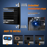 Flush Mount LED Light Pods 2 PCS 42 W Blue Upgraded Spot Flood Combo Bumper Driving Fog Fishing Hunting Emergency Safety Signal Lighting for UTV Pickup Van Boat Tractor