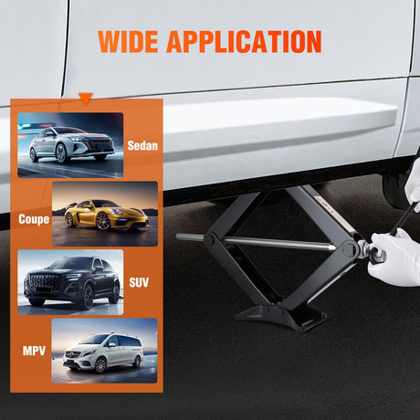 Scissor Jack for Car 2 Ton (4409 lbs), Heavy Duty Steel Scissor Lift Jack Car Kit with Crank Handle for Sedan SUV MPV Tire Changing, 3.9 Inch-15.7 Inch Lifting Range Portable Small Jack, Black