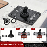 Heavy Duty Momentary Toggle Switch Waterproof 3 Pin 3 Position (ON)-Off-(ON) SPDT 12V DC 30A with Up-Down Mounting Panel and Weatherproof Cap Cover for Auto Car Marine Boat Automotive