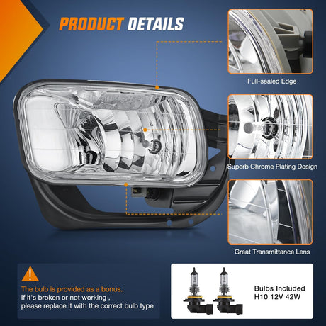 2009-2012 Dodge Ram 1500 2010-2018 Dodge Ram 2500 3500 Fog Light Assembly Clear Lens Nilight
