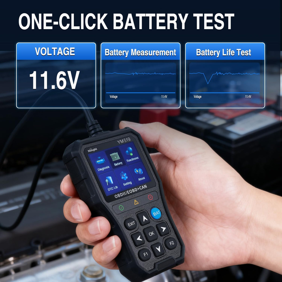 YM519 2.8 Inch Large Screen OBD2 Scanner - Enhanced Automotive Computer Diagnostic Tool - Car Code Reader for Engine Faults, I/M Readiness & Emission Test for All OBD II Protocol Cars