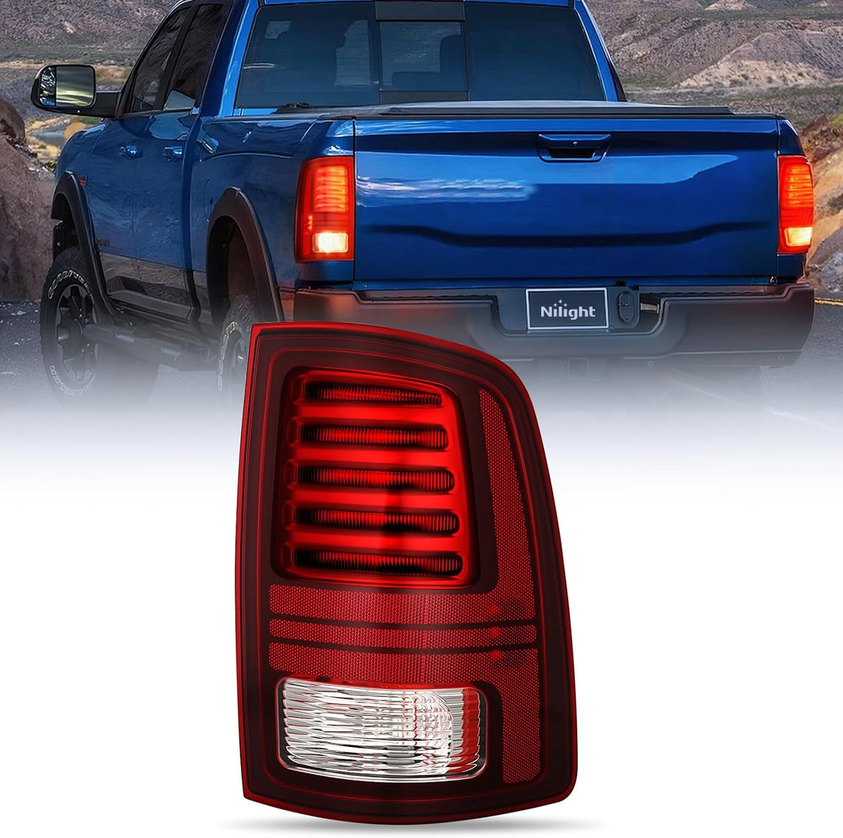 Taillight Assembly Compatible with 2013 2014 2015 2016 2017 2018 Dodge Ram 1500 2014-2018 Ram 2500 3500 LED Style Passenger Side Tail Light with Bulbs