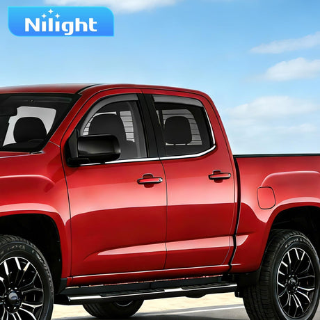 in Channel Window Visors for Chevy Colorado GMC Canyon 2015–2022 Crew Cab, Smoke Rain Guards, Clip-On Installation, Wind Deflectors for Sun Rain Ventilation-4PCS