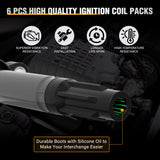 Ignition Coil Pack Fit for Toyota Sienna Avalon Camry Highlander Rav4 Venza Lexus RX350 IS350 ES350 RX450h 3.5L V6 2007 2008 09 2010-2015 OE# UF487 C1601 90919-A2007 Ignition Coils Set of 6