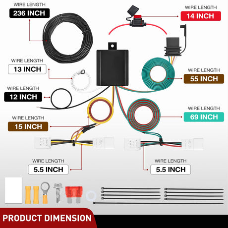 4 Pin Trailer Wiring Harness Kit 56165 Vehicle Standard 4 Way Connector Custom for 2006 2007 2008 2009 2010 2011 2012 Toyota RAV4 Simple Fit Tow Hitch Accessories