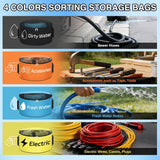 4 Pack RV Hose Storage Bag, Waterproof Utility Bag with Visible Cover & Dual Zipper Closure RV Storage and Organization for Sewer, Fresh Water Hoses Electrical Cords Camper Tools Accessories
