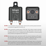 200A Starter Relay 4 Pin Split Switch 12V Continuous Heavy Duty SPST High Current Terminal Car On Off Control for Automotive Truck RV Camper