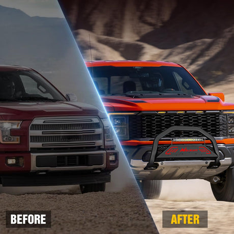 Bull Bar with Light Bar&License Plate Hole Compatible for Ford F-150 F150 2004-2026 Truck Brush Guard, Front Bumper Push Bar w/Grille Skid Plate Light Mount