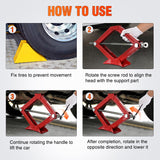 Scissor Jack for Car 1.5 Ton (3307 lbs), Heavy Duty Steel Scissor Lift Jack Car Kit with Crank Handle for Sedan SUV MPV Tire Changing, 3.18 Inch-13.6 Inch Lifting Range Portable Small Jack, Red