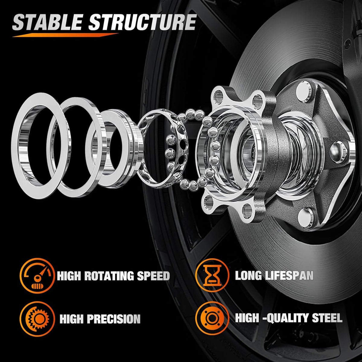 Front Wheel Bearing and Hub Assembly for Nissan Sentra 2013 2014 2015 2016 2017 2018 2019, NV200 2013–2019, Leaf 2013-2017, Chevy City Express 2015–2018, 513364-2Pack
