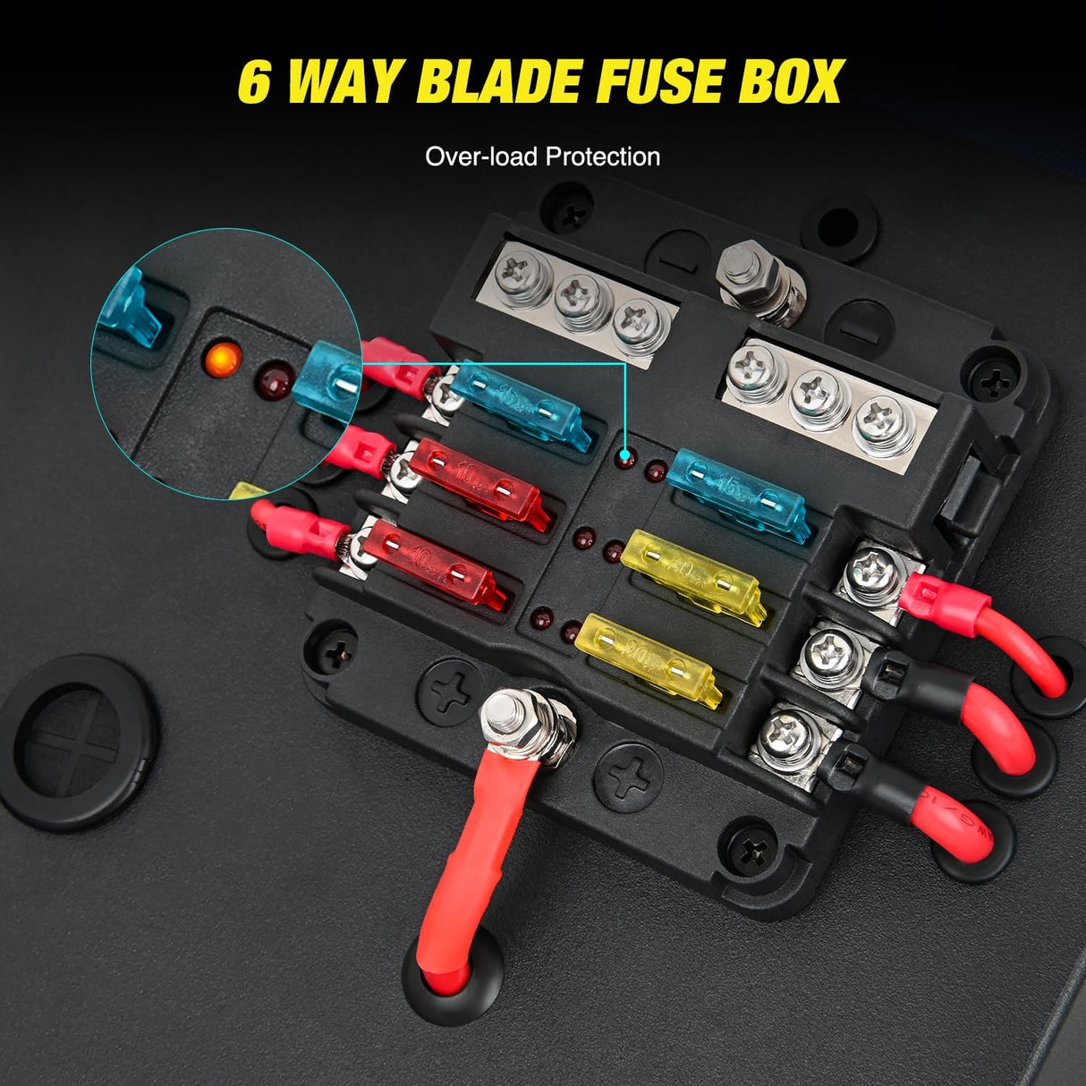 12V/24V Camping Electrical System Centre Battery Power Control Box Fuse Block Switches Cigar Socket Voltmeter USB Charger Anderson Connector Ideal for RV Car Canopy Caravan Camper Trailer Van