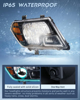 Headlight Assembly Compatible with 2009 2010 2011 2012 2013 2014 2015 2016 2017 2018 2019 2020 2021 Nissan Frontier 4-Door Sedan Black Housing Amber Reflector Passenger and Driver Side