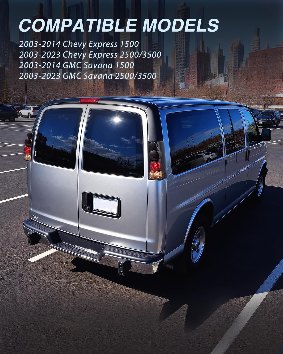 Taillight Assembly Compatible with 2003 2004 2005 2006 2007 2008 2009 2010 2011 2012 2013 2014 Chevy Express GMC Savana 1500 2003-2023 Chevrolet Express GMC Savana 2500 3500 Rear Tail Light
