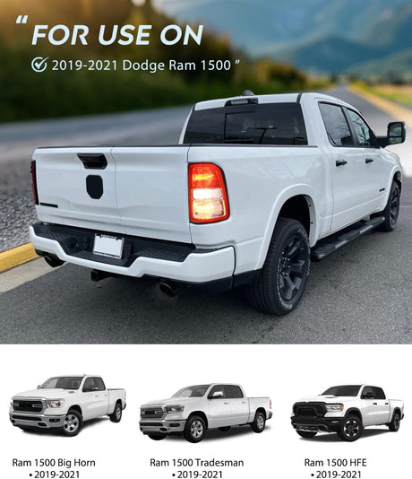 Taillight Assembly Compatible with 2019 2020 2021 2022 2023 Dodge Ram 1500 Tail Light Replacement OE Style Driver Side and Passenger Side with Bulbs