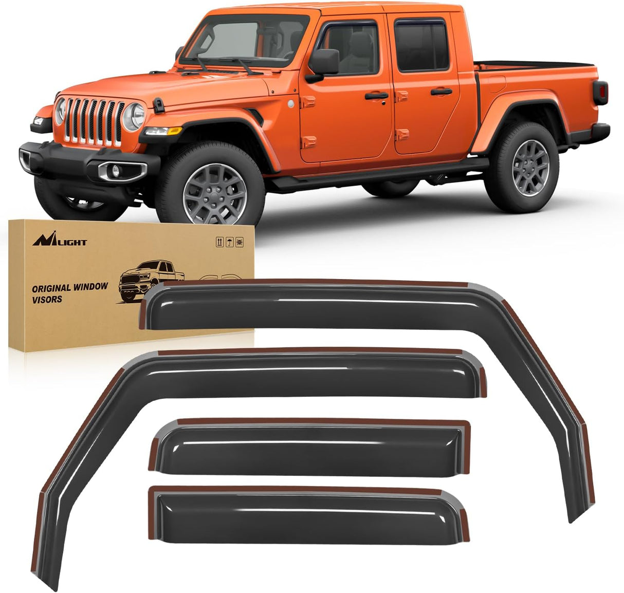 in Channel Rain Guards for Jeep Gladiator 2020 2021 2022 2023 2024 2025 2026 Side Window Deflectors, Vent Window Visors-4PCS