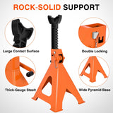 6 Ton Jack Stands, Double Locking Heavy Duty Steel 12,000 lbs Capacity, Adjustable 15.35 Inch-23.22 Inch Height for SUV Sedan Pickup Light Truck, 2 Pack