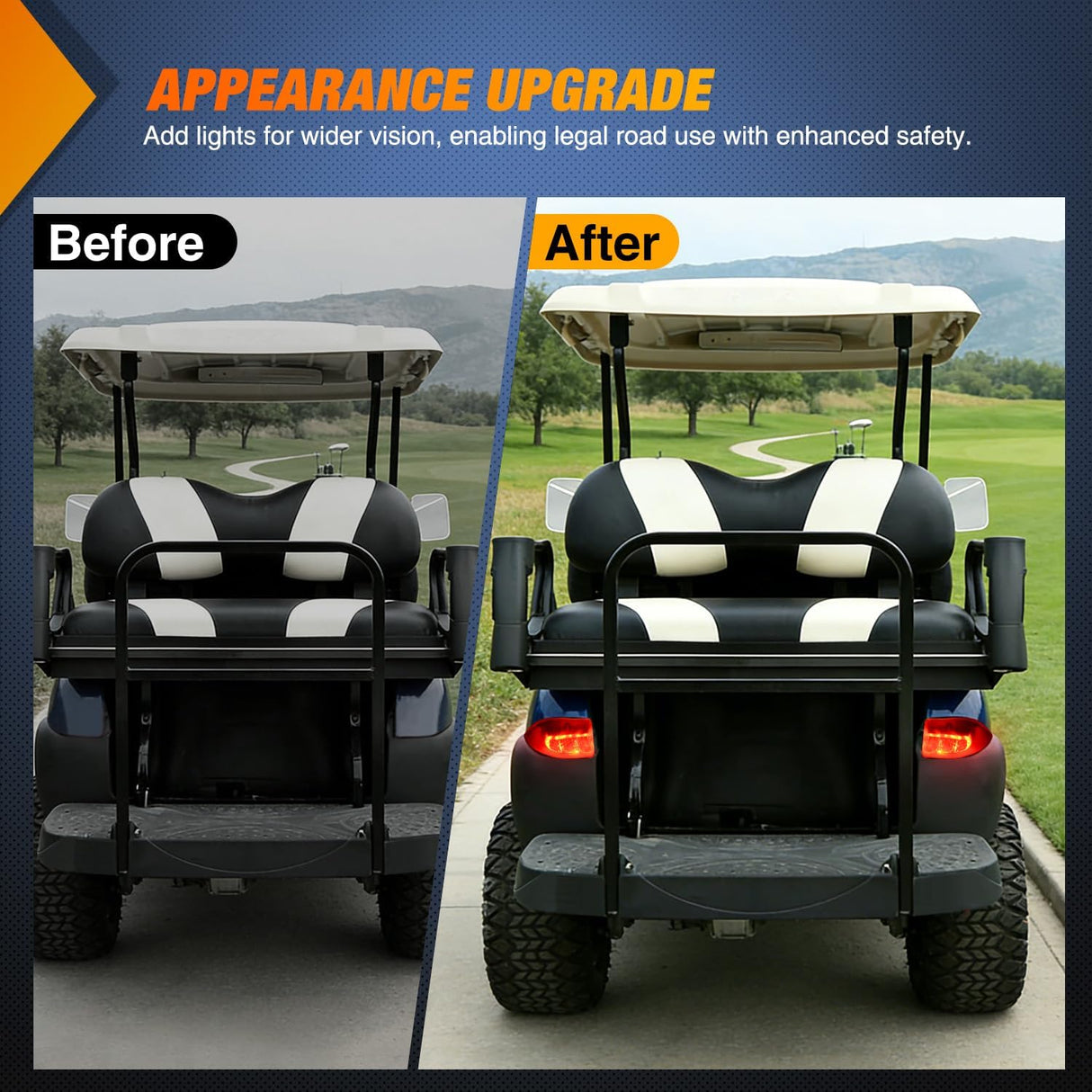 Golf Cart LED Taillight 2PCS 12V Stop Brake Turn Signals Club Car | High Brightness Waterproof Plug and Play Easy Installation for 2004-Up Club Car Precedent and 2018-Up Tempo Electric Carts