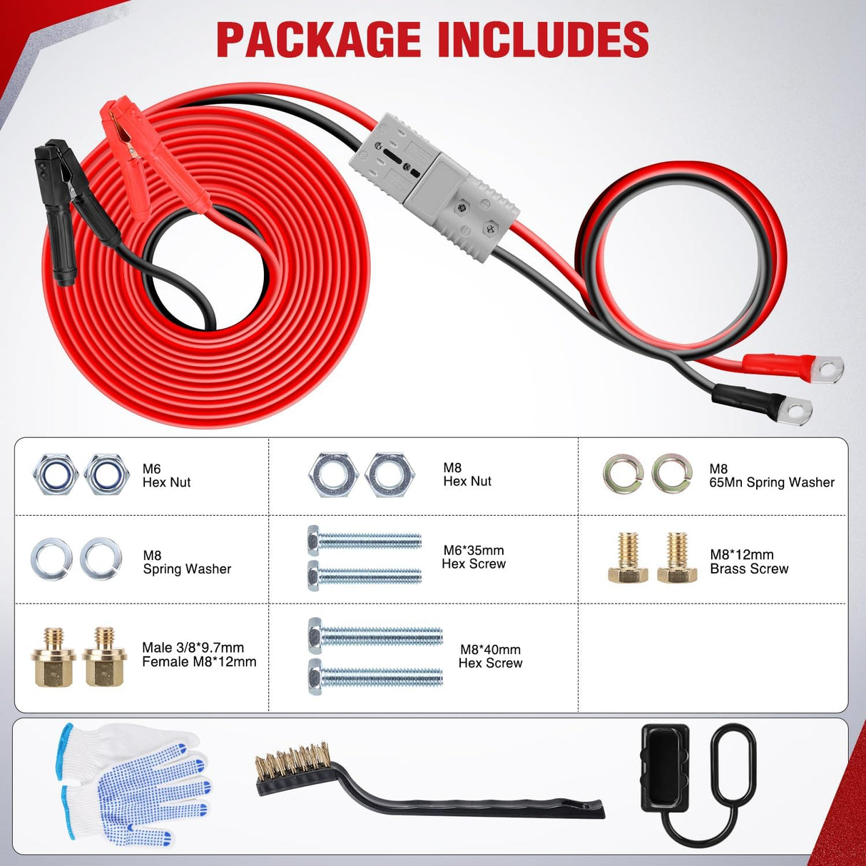 0 Gauge 30 Feet Heavy Duty Jumper Cables 1000 Amp Booster Battery Cables with Permanent Installation kit and Quick Connect Plug Includes carrying bag for 12V & 24V Cars SUVs and Trucks