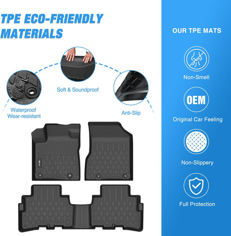 TPE Floor Mats for Nissan Murano 2017 2018 2019 2020 2021 2022 2023 2024, All Weather Custom Fit Heavy Duty Floor Liners
