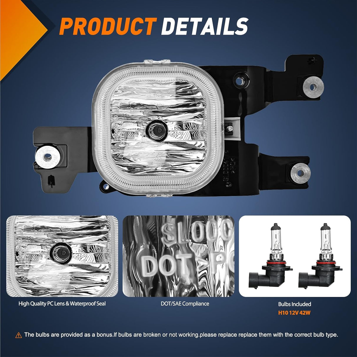 Fog Lights Assembly Compatible with 2008 2009 2010 FORD F-250 F-350 F-450 F-550 F250 F350 F450 F550 SUPER DUTY Clear Lens w/H10 12V 42W Bulbs