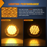 4Inch Round Tail Lights 2PCS Amber 24LED Chrome Bezel | Waterproof Running Turn Signal Lights Stainless Steel Trim for Trucks Trailers RVs Lorries Boats Tractors