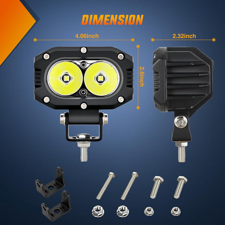 LED Pod Light 24W 4 Inch 2PCS White Flood Beam Driving Lights LED Pods IP67 Waterproof Auxiliary Offroad Lighting for Truck Tractor SUV ATV UTV Golf Cart Boat Motorcycle Dirt Bike